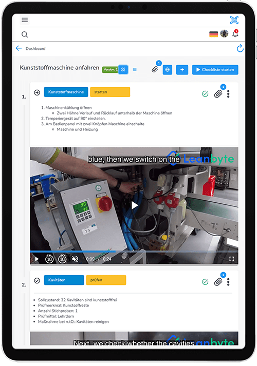Leanbyte Digitale Arbeitsanweisungen und Checklisten